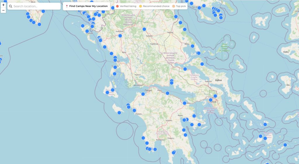 Campground map Greece